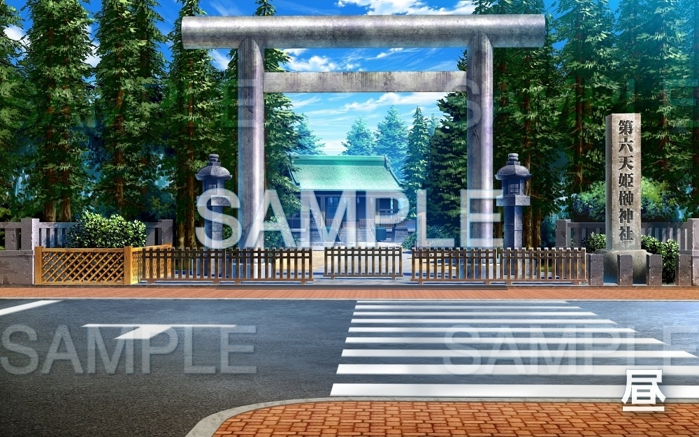 【背景素材】神社前/鳥居(レジャー公共施設編part04-oldzin01)