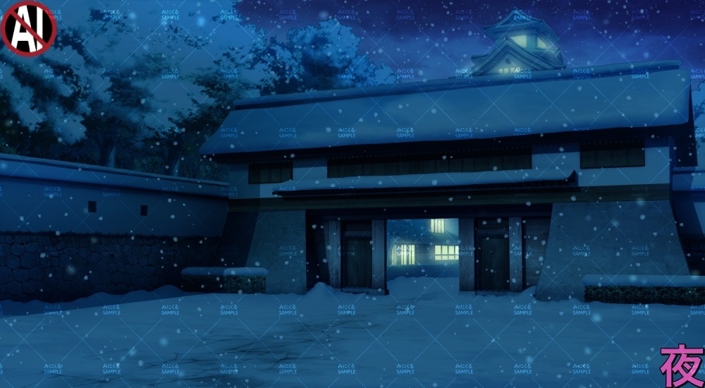 【背景素材】城門前(江戸編part01-edo06)雪ver.追加