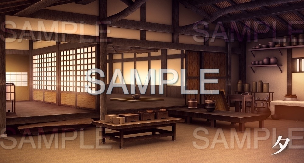 【背景素材】田舎の台所/土間(江戸編part01-edo10)