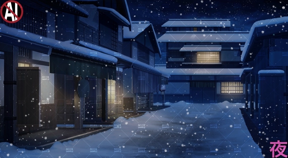 【背景素材】江戸の町/街並み(江戸編part01-edo12)雪ver.追加