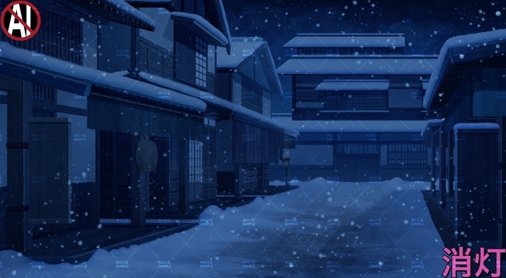 【背景素材】江戸の町/街並み(江戸編part01-edo12)雪ver.追加