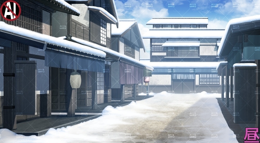 【背景素材】江戸の町/街並み(江戸編part01-edo12)雪ver.追加