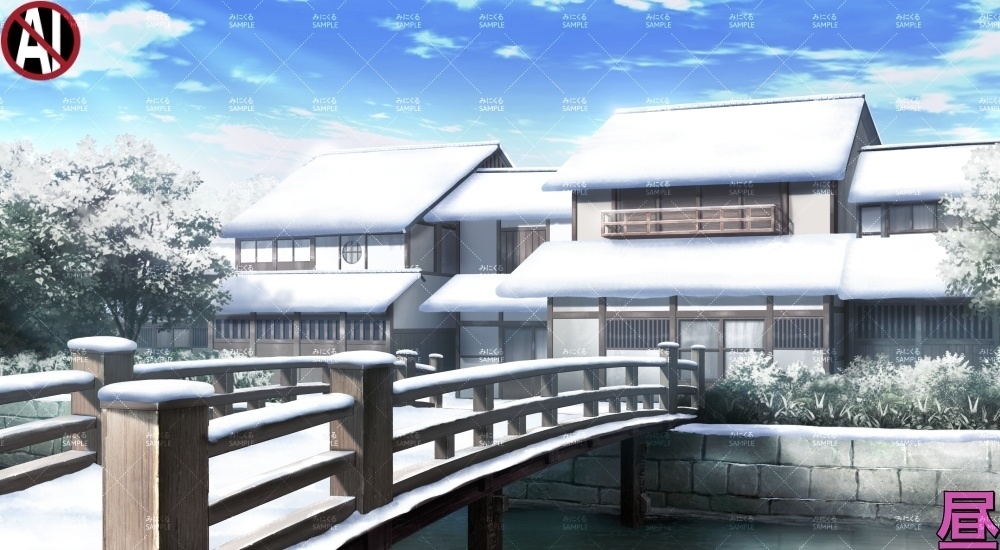 【背景素材】江戸の町/街並み②(江戸編part01-edo13)雪ver.追加