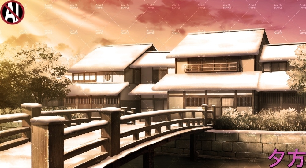 【背景素材】江戸の町/街並み②(江戸編part01-edo13)雪ver.追加