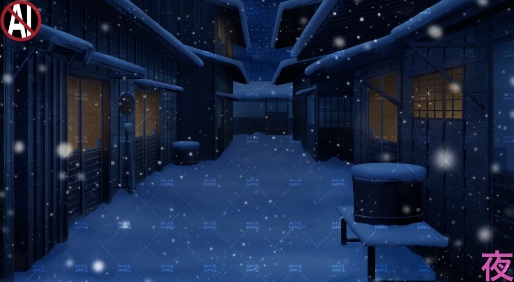 【背景素材】江戸の町路地(江戸編part01-edo14)雪ver.追加