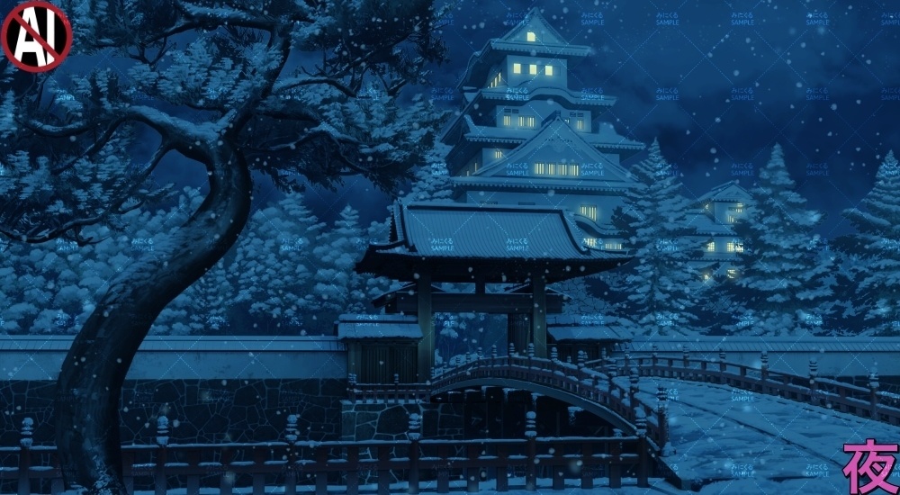 【背景素材】日本の城/橋(江戸編part01-edo16)雪ver.追加