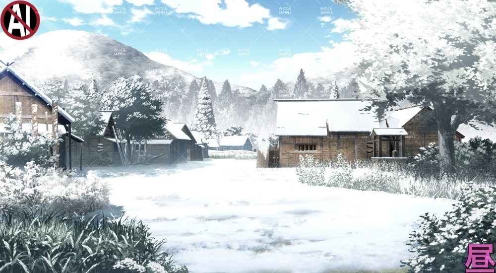 【背景素材】村/農村/集落(江戸編part01-edo17)雪ver.追加