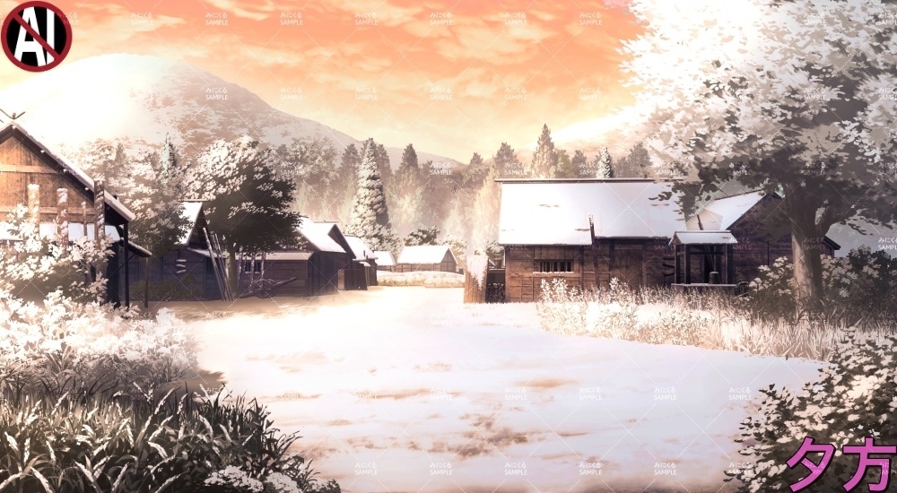 【背景素材】村/農村/集落(江戸編part01-edo17)雪ver.追加