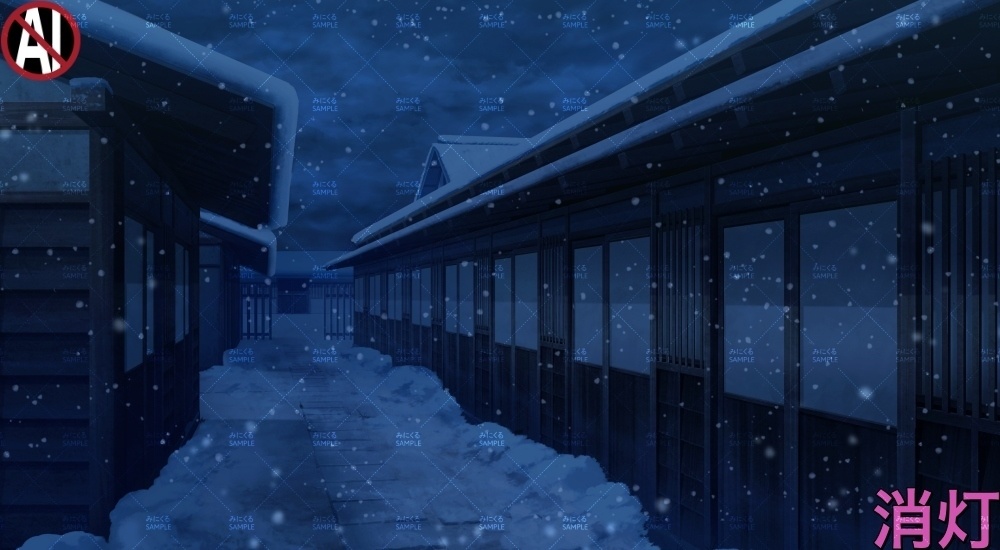 【背景素材】長屋外観(江戸編part01-edo19)雪ver.追加