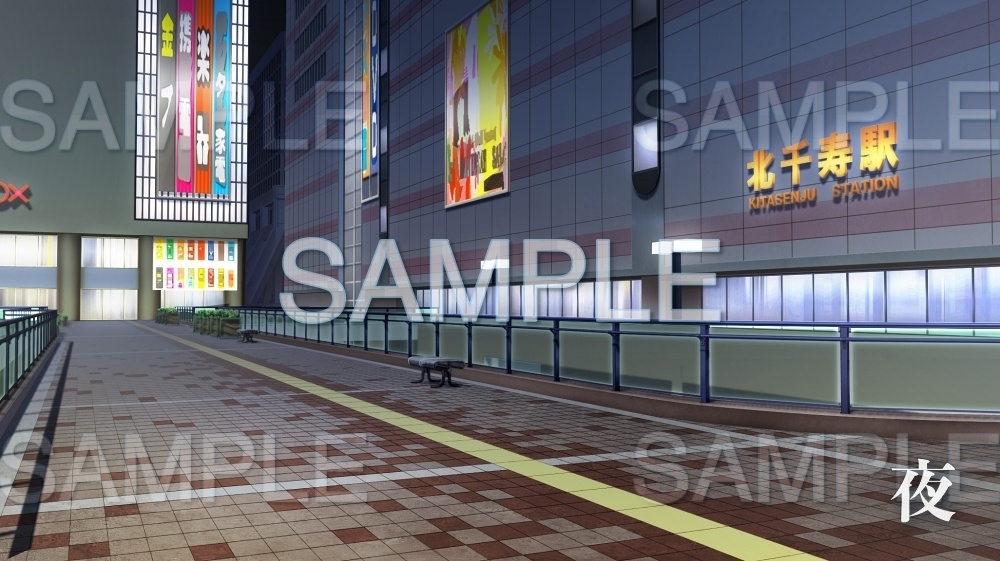 【背景素材】駅前/歩道橋(日常編part11-twniti001)