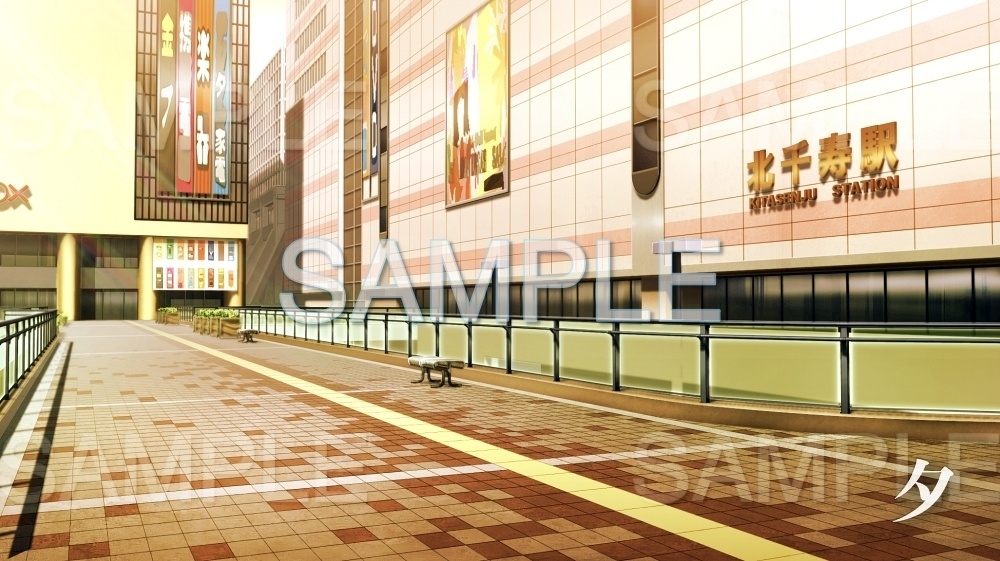 【背景素材】駅前/歩道橋(日常編part11-twniti001)