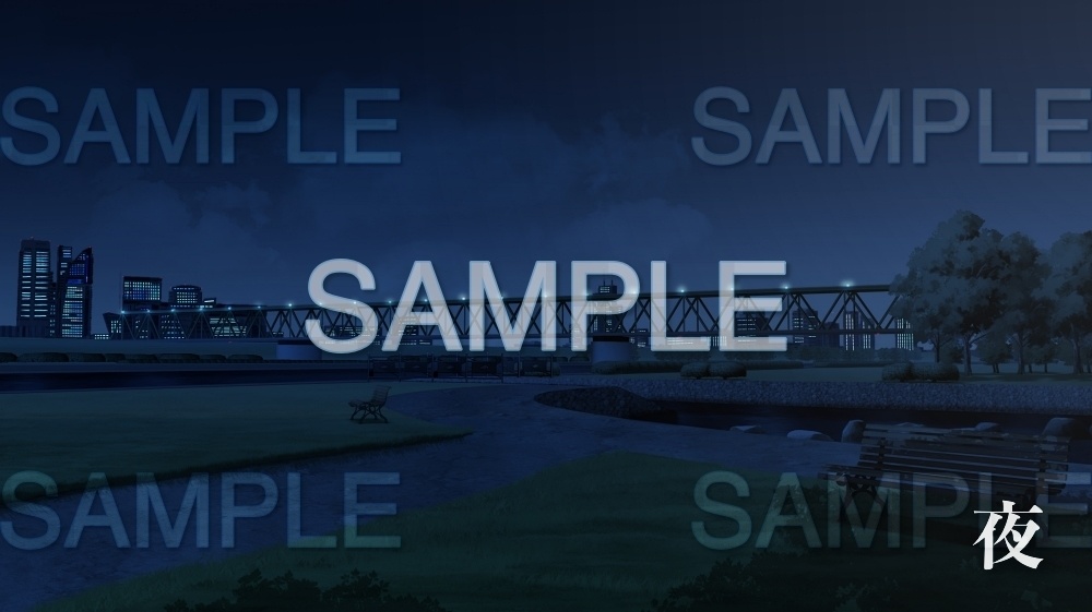 【背景素材】橋/川沿いの公園(日常編part11-twniti002)