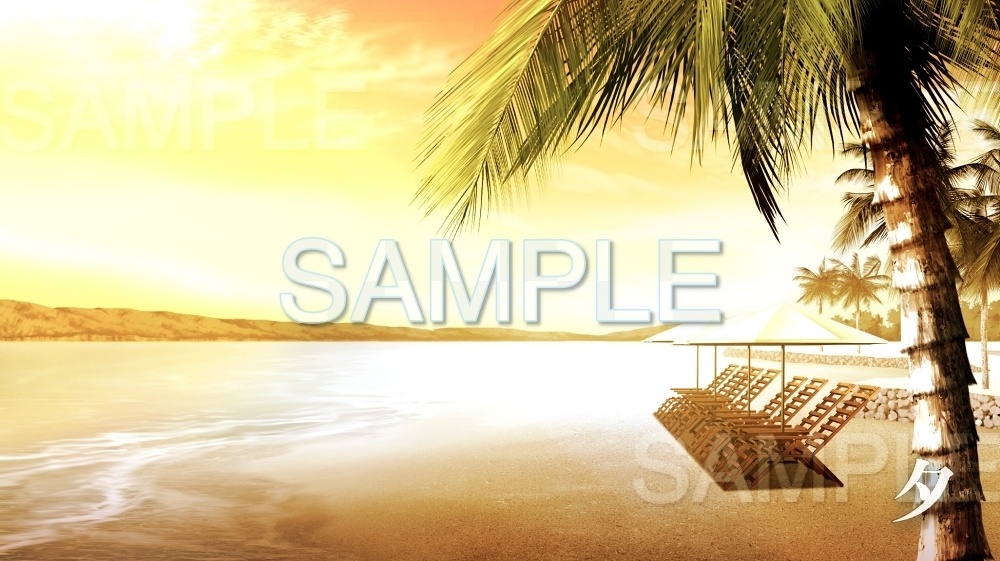 【背景素材】ビーチ/海/パラソル有り(自然編part1+α-twsea001)
