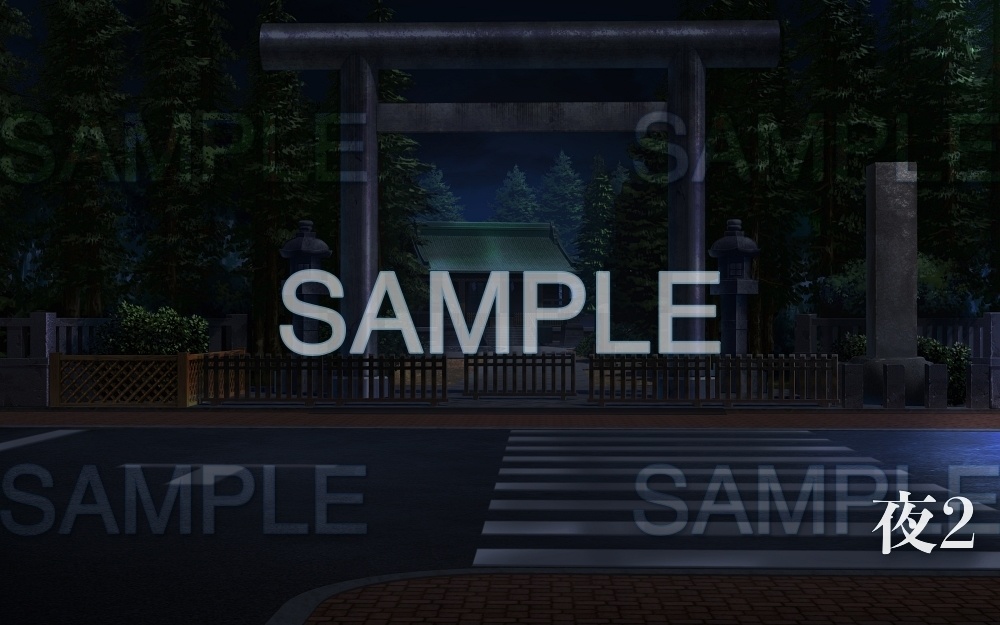 【背景素材】神社前/鳥居 | 文字なし(レジャー公共施設編part04-oldzin01)