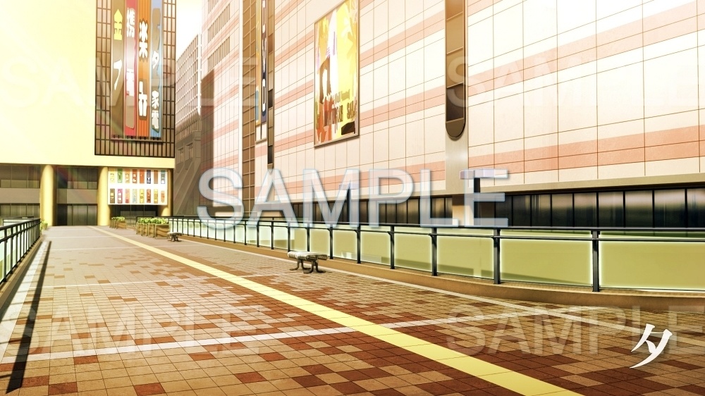 【背景素材】駅前/歩道橋 | 文字なし(日常編part11-twniti001)