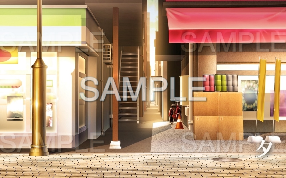 【背景素材】路地/コンビニ | 文字なし (日常編part08-oldcity07)