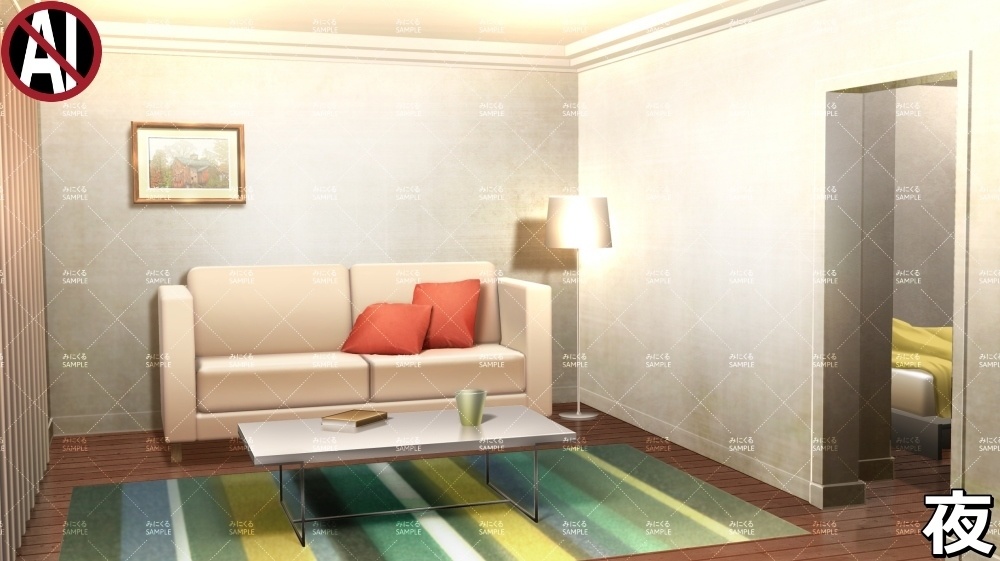 【背景素材】シンプルなお部屋/海外の部屋 (ヨーロッパ風編01-twroom007)