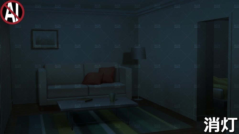 【背景素材】シンプルなお部屋/海外の部屋 (ヨーロッパ風編01-twroom007)