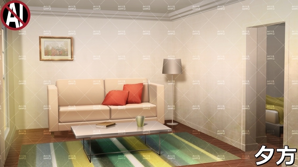 【背景素材】シンプルなお部屋/海外の部屋 (ヨーロッパ風編01-twroom007)