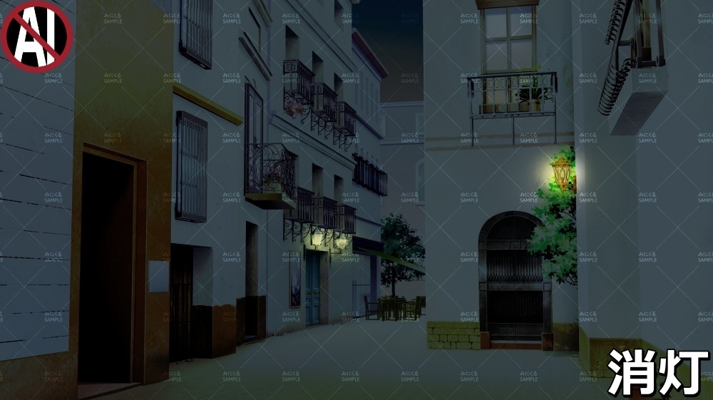 【背景素材】住宅街/海外の路地 (ヨーロッパ風編01-twstreet002)