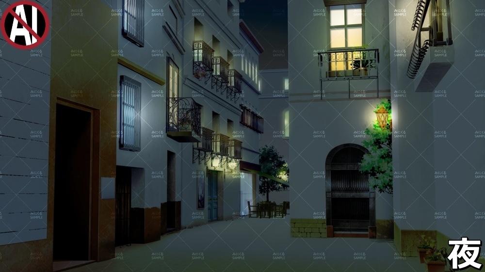 【背景素材】住宅街/海外の路地 (ヨーロッパ風編01-twstreet002)