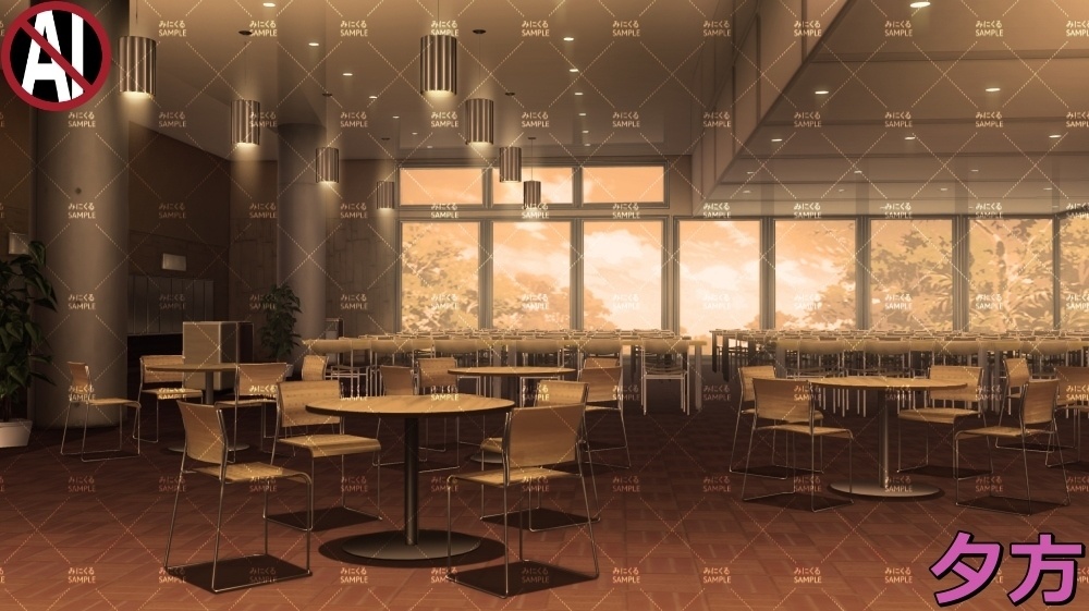 【背景素材】食堂(学園編part09-twschool004)