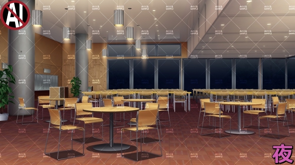 【背景素材】食堂(学園編part09-twschool004)