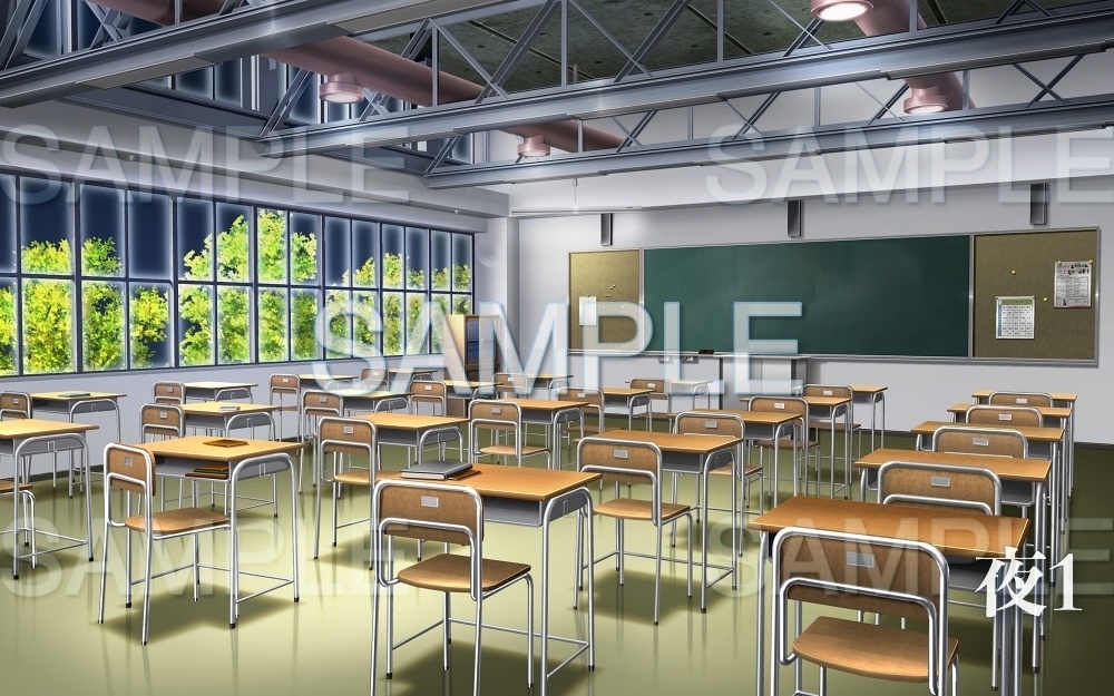 【背景素材】教室/鉄骨 | 文字なし (学校編part05-oldschoolin04)