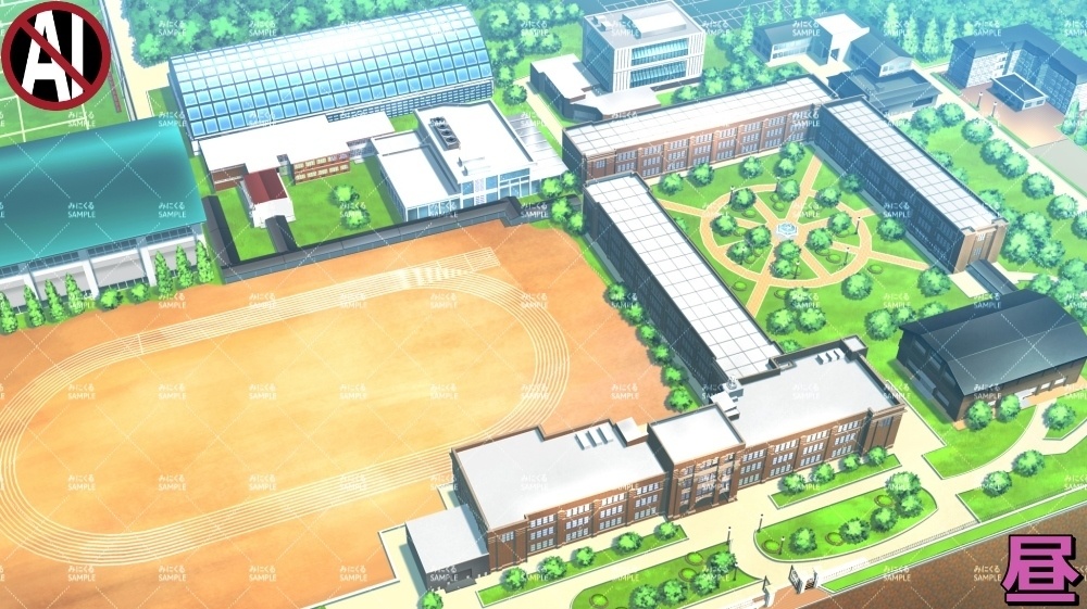 【背景素材】学校の俯瞰図 (学園編part09-twschool008)