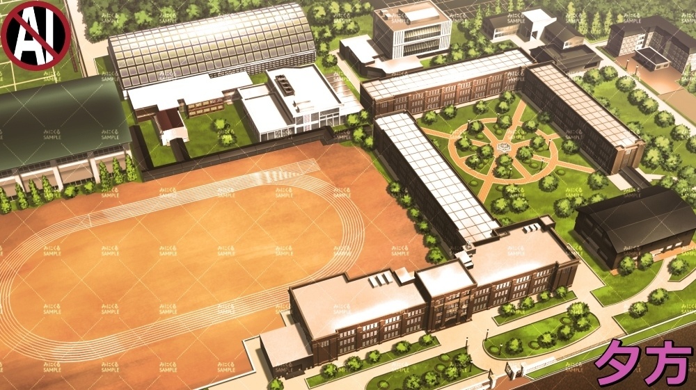 【背景素材】学校の俯瞰図 (学園編part09-twschool008)