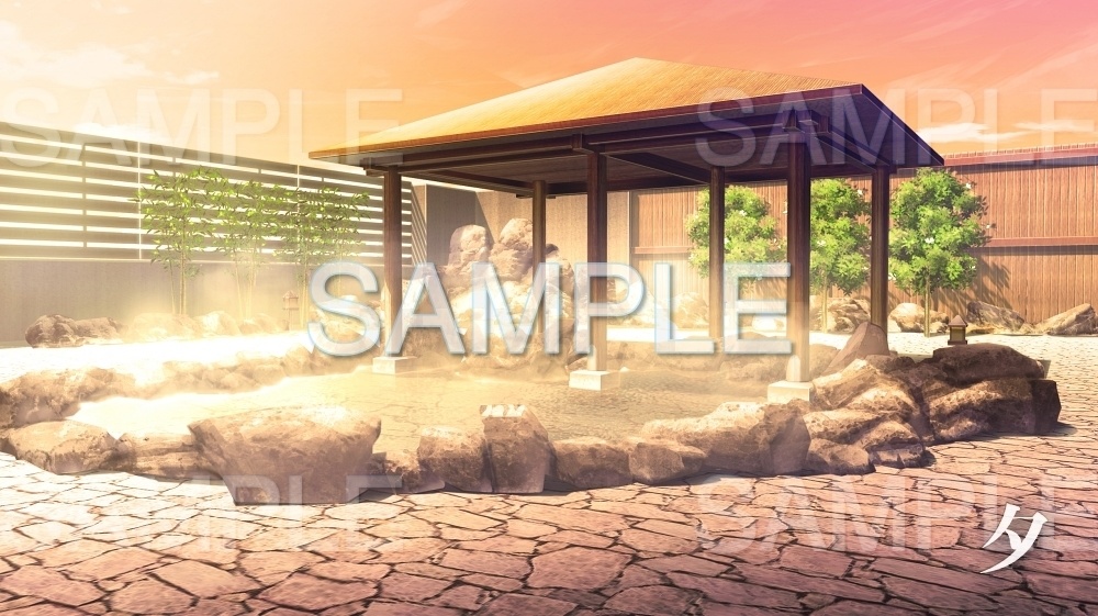 【背景素材】温泉/露天風呂(レジャー・公共施設編part4-twamu009)