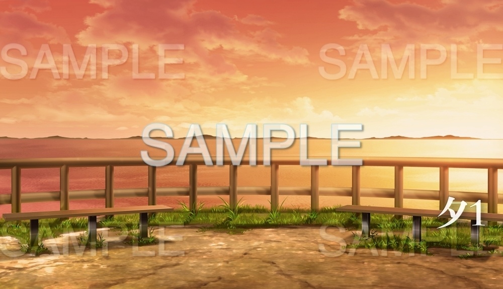 【背景素材】海沿いの柵(夏休み編part1-Iris005)