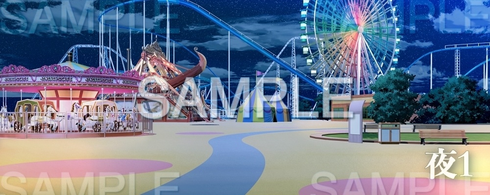 【背景素材】遊園地(夏休み編part1-Iris032)