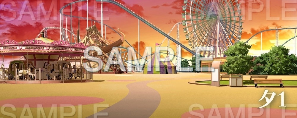 【背景素材】遊園地(夏休み編part1-Iris032)