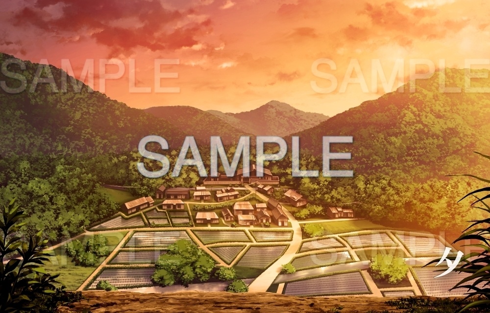 【背景素材】集落/田園俯瞰(田舎編part1-inakabg03_h)