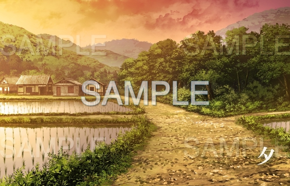 【背景素材】集落/田んぼ道(田舎編part1-inakabg07_h)