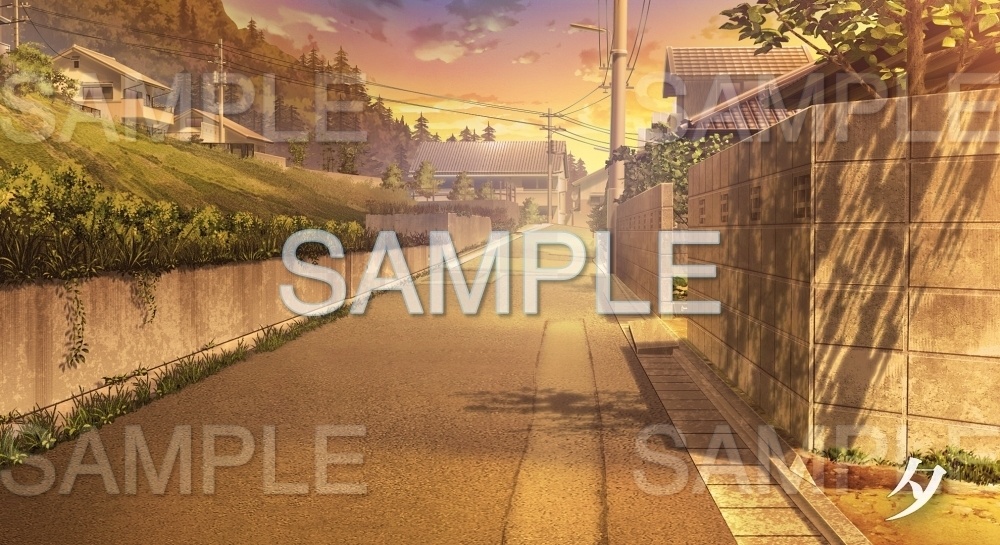 【背景素材】住宅街/道路(日常編part17-1803tanuki004)