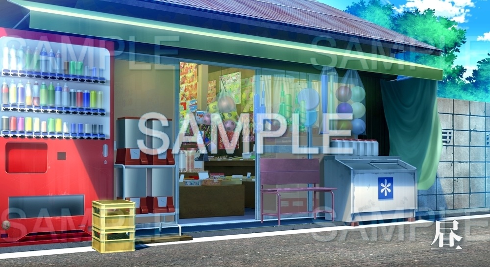 【背景素材】駄菓子屋 | 文字なし(日常編part17-1803tanuki009)