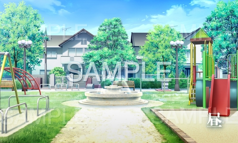 【背景素材】住宅街/公園(日常編part15-Iris002)
