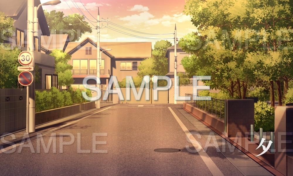 【背景素材】住宅街/道路(日常編part15-Iris003)