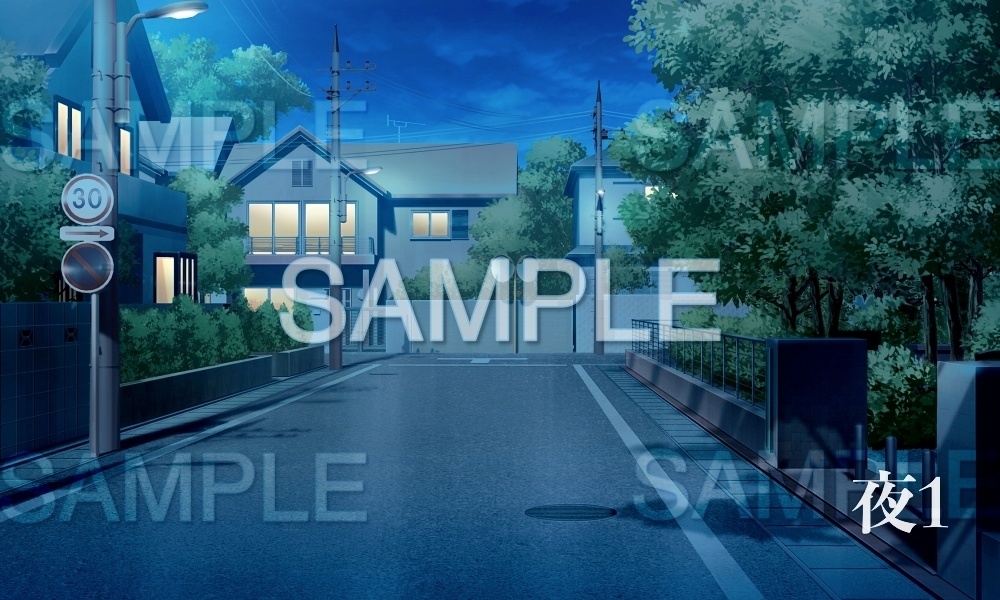 【背景素材】住宅街/道路(日常編part15-Iris003)