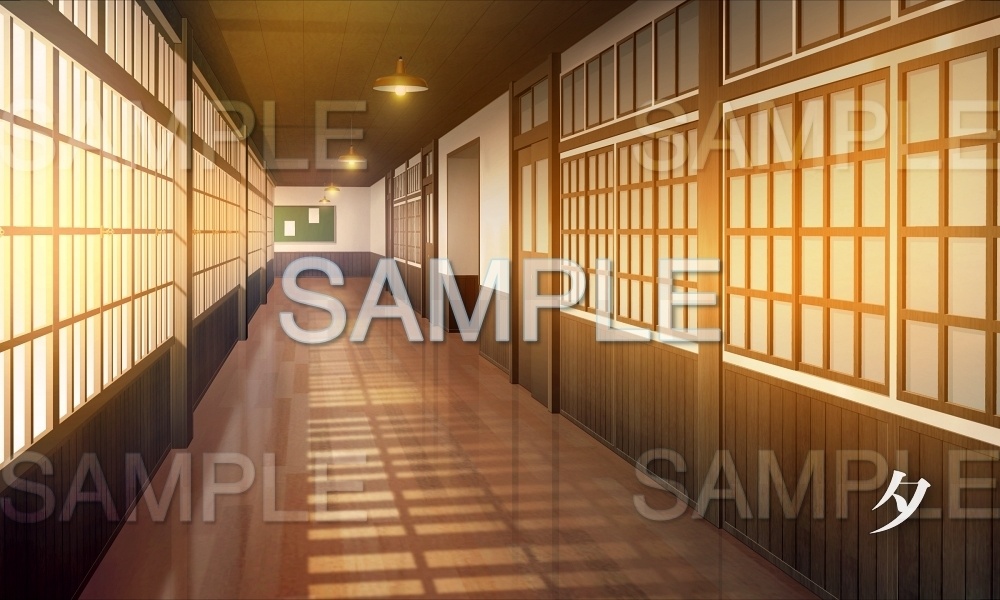 【背景素材】廊下(レトロ学園・寮編part01-Iris015)
