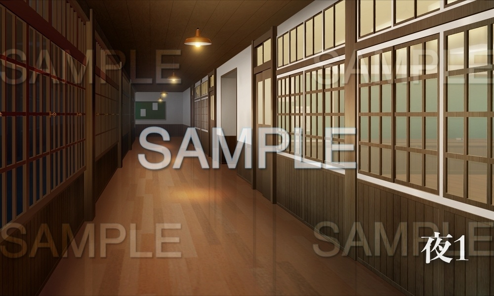 【背景素材】廊下(レトロ学園・寮編part01-Iris015)