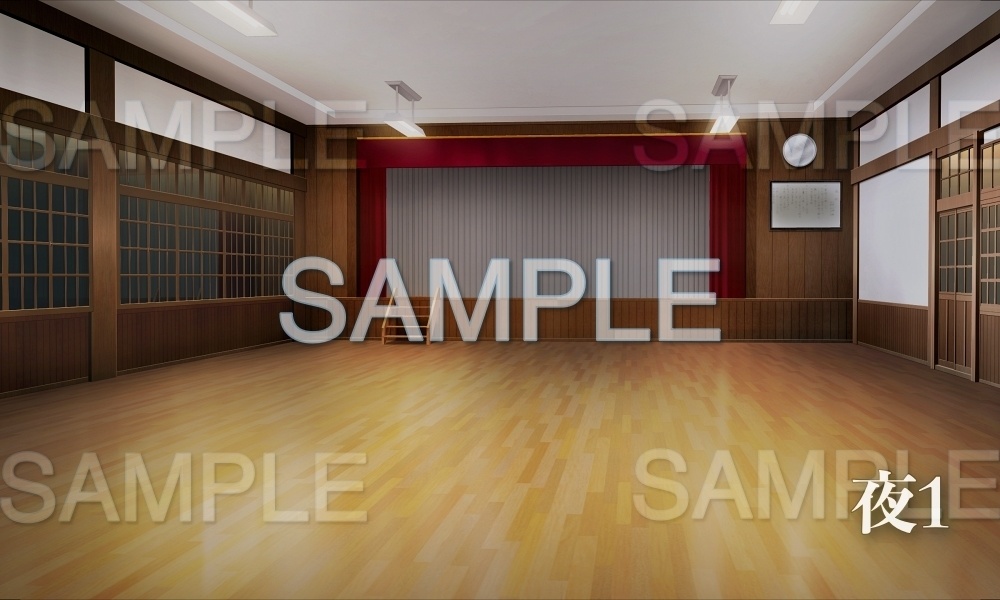 【背景素材】体育館・ステージ(レトロ学園・寮編part01-Iris020)