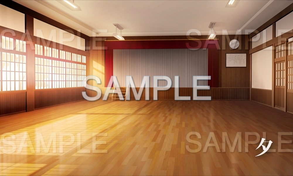【背景素材】体育館・ステージ(レトロ学園・寮編part01-Iris020)