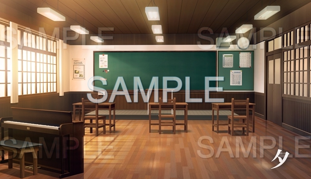 【背景素材】教室 | 文字なし(レトロ学園・寮編part01-Iris017)