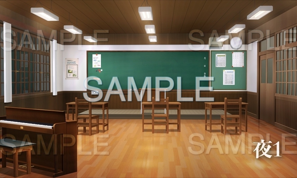 【背景素材】教室(レトロ学園・寮編part01-Iris017)