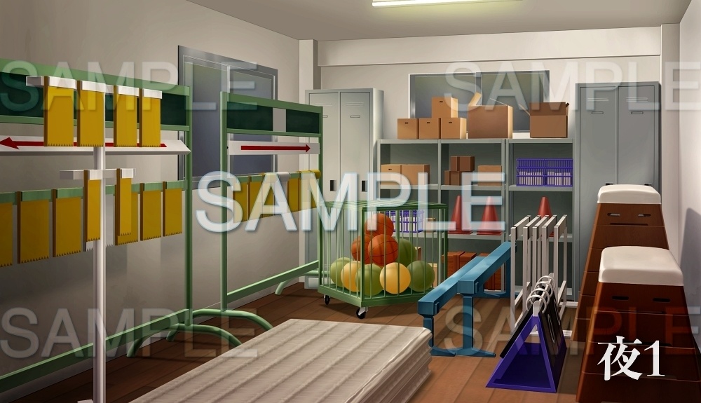 【背景素材】体育館倉庫 | 文字なし(レトロ学園・寮編part01-Iris019)