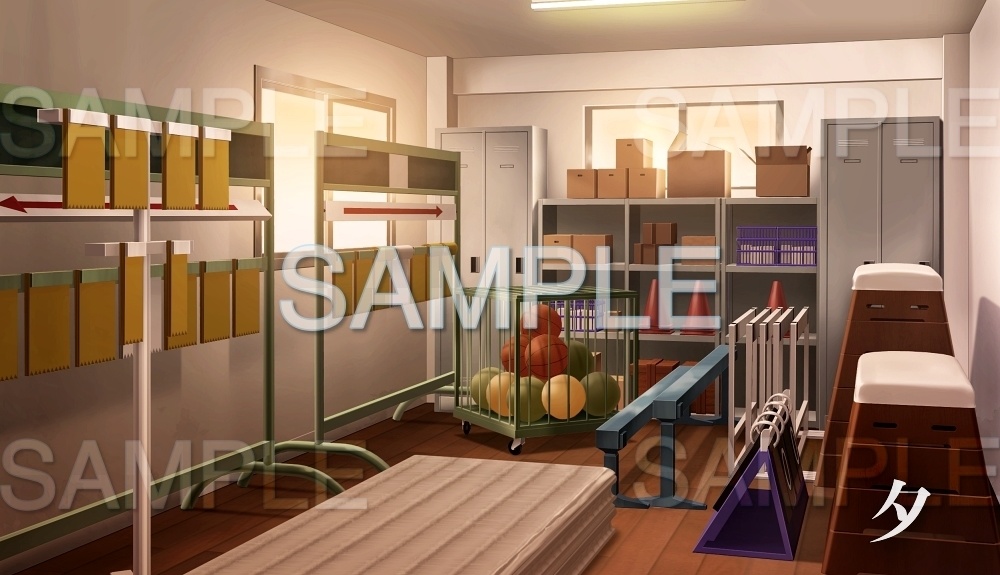 【背景素材】体育館倉庫 | 文字なし(レトロ学園・寮編part01-Iris019)