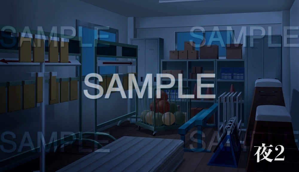 【背景素材】体育館倉庫 | 文字なし(レトロ学園・寮編part01-Iris019)